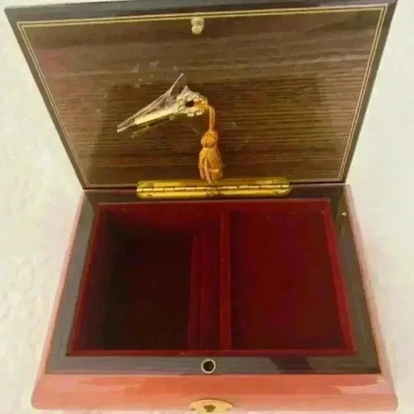 VTG By Reuge Romance Wood Jewerly Music Box